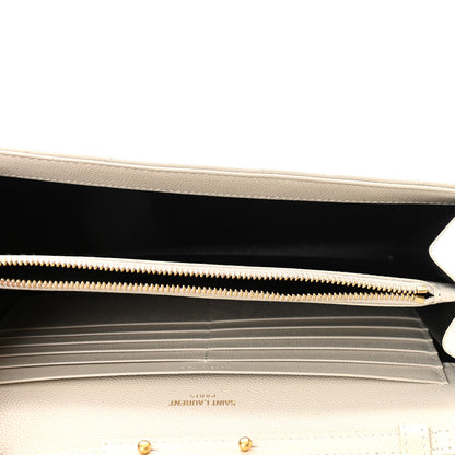 Saint Laurent Grain De Poudre Matelasse Chevron Monogram Chain Wallet Crema Soft 5 of 10