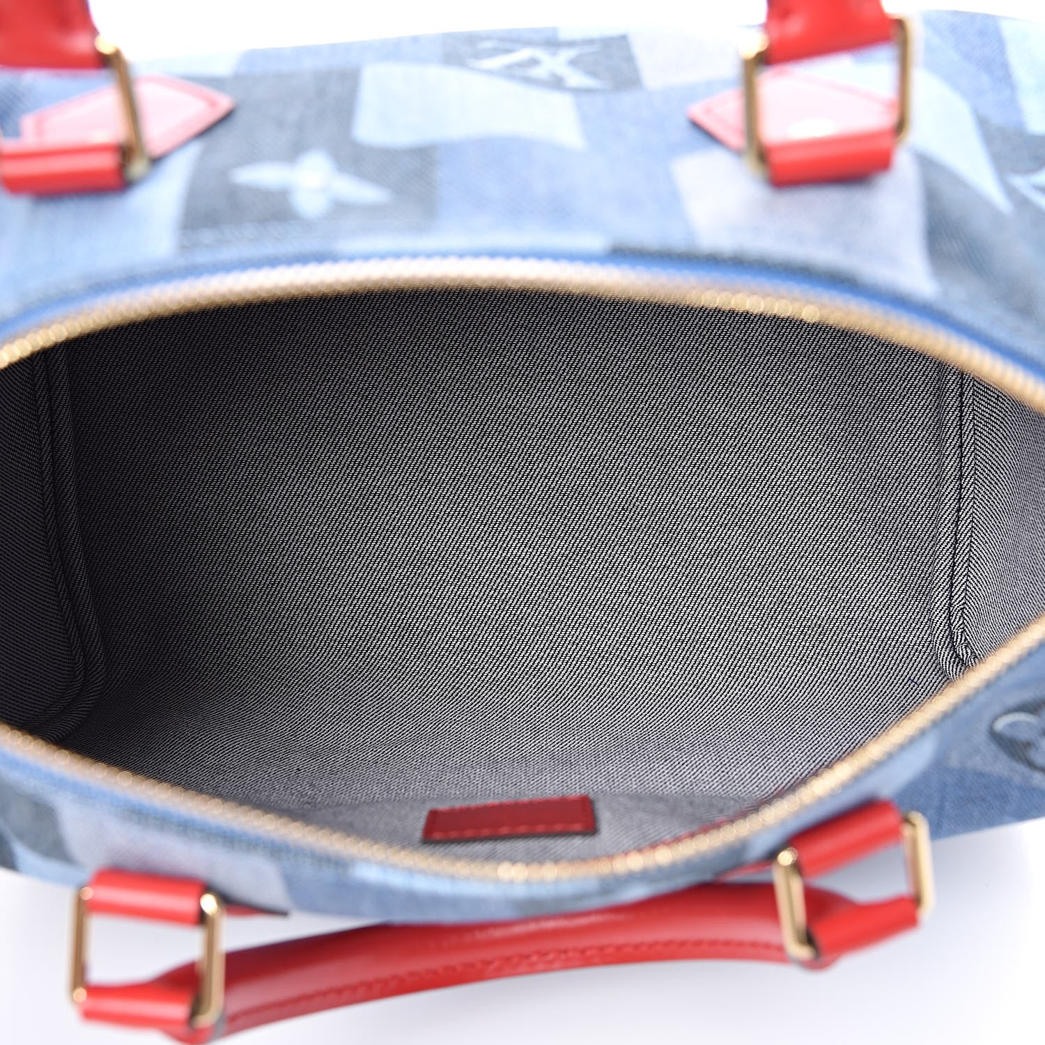 Louis Vuitton Denim Damier Monogram Patchwork Speedy Bandouliere 30 Blue Rouge 5 of 12