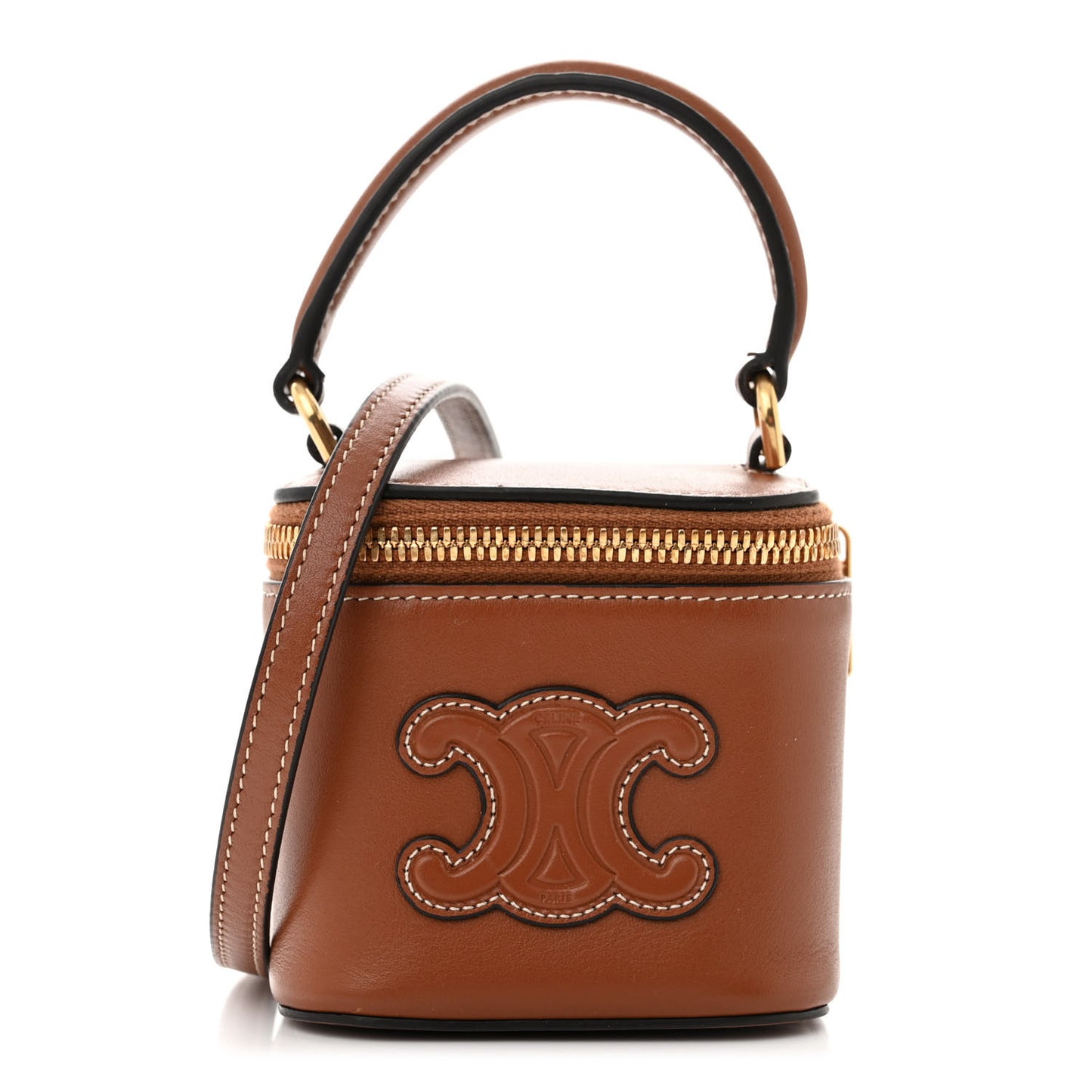 Smooth Calfskin Cuir Triomphe Mini Vanity Case Tan