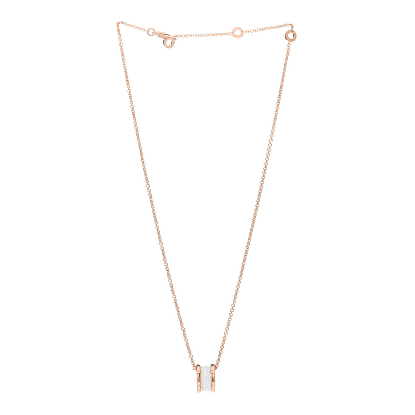 18K Rose Gold White Ceramic B.Zero1 Pendant Necklace