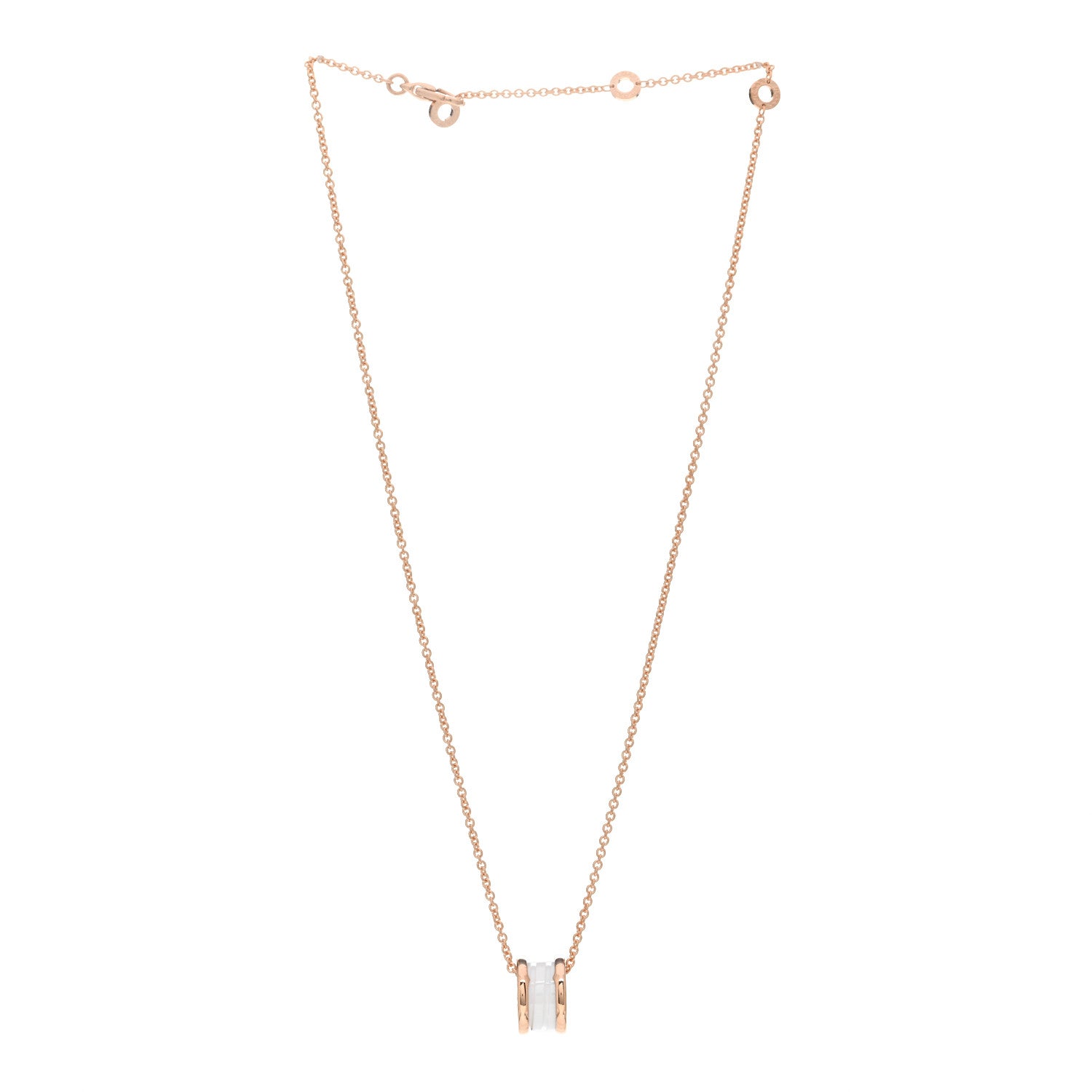 Bulgari 18K Rose Gold White Ceramic B.Zero1 Pendant Necklace 2 of 3