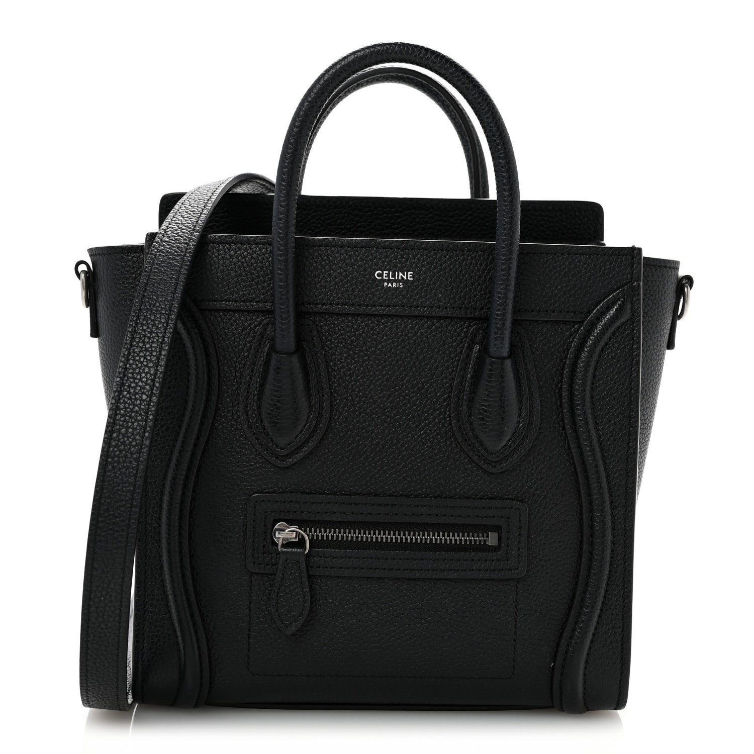 Celine Drummed Calfskin Nano Luggage Black 1 of 14
