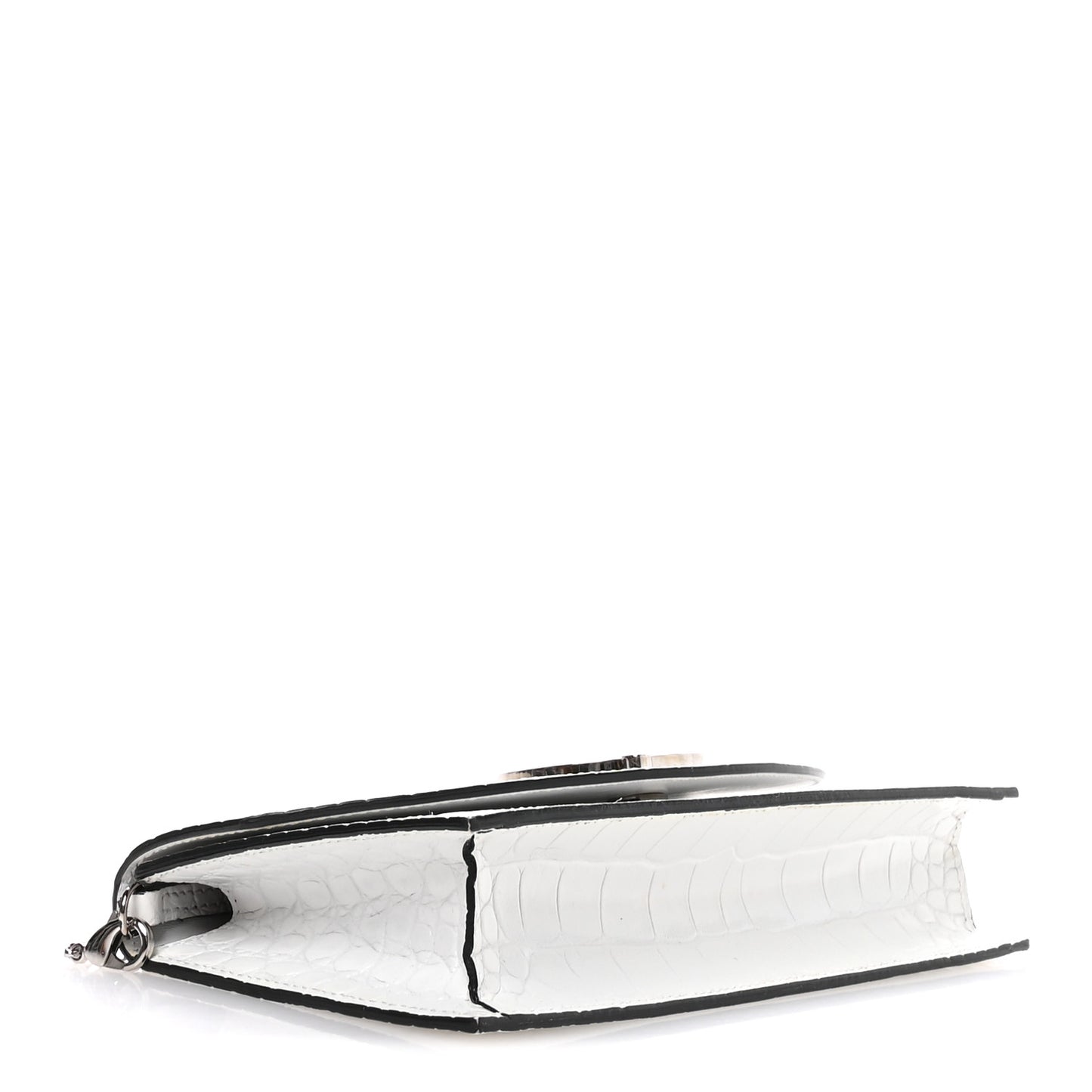 Calfskin Crocodile Embossed Loubi54 Crossbody Clutch White