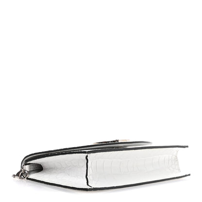 Christian Louboutin Calfskin Crocodile Embossed Loubi54 Crossbody Clutch White 4 of 10