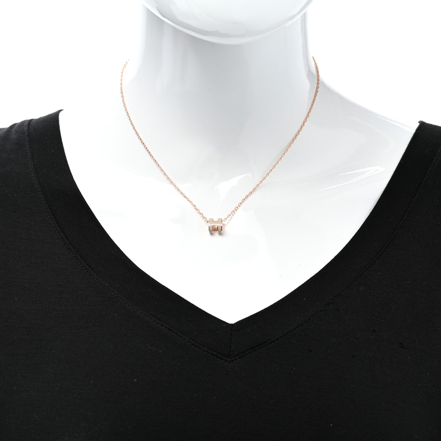Lacquered Rose Gold Mini Pop H Pendant Necklace Marron Glace