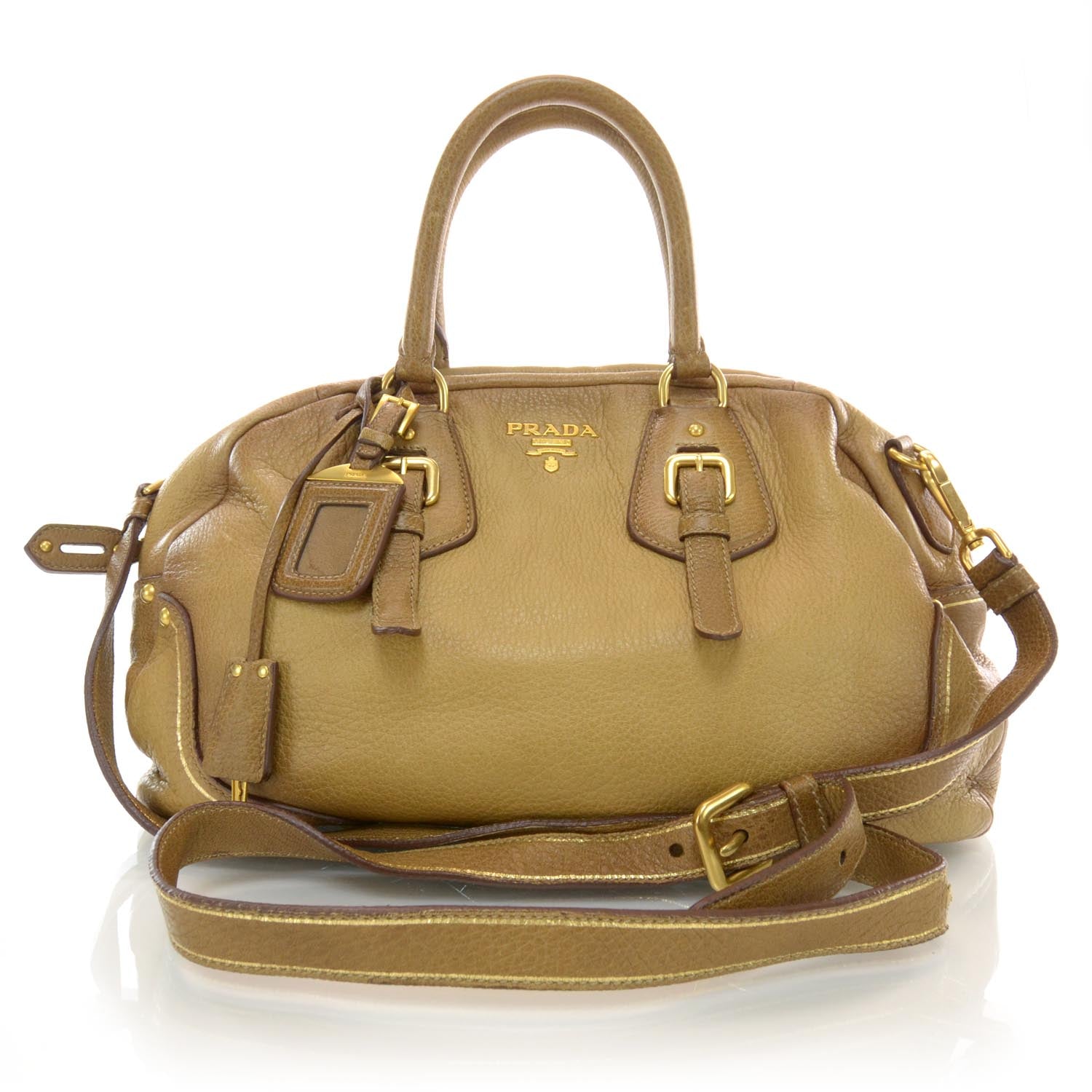 Prada Cervo Antik Dome Satchel Naturale 1 of 8
