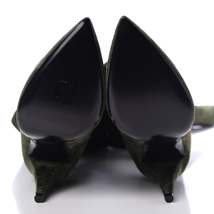 Saint Laurent Suede Era Over The Knee Boots 39 Army Green 5 of 8