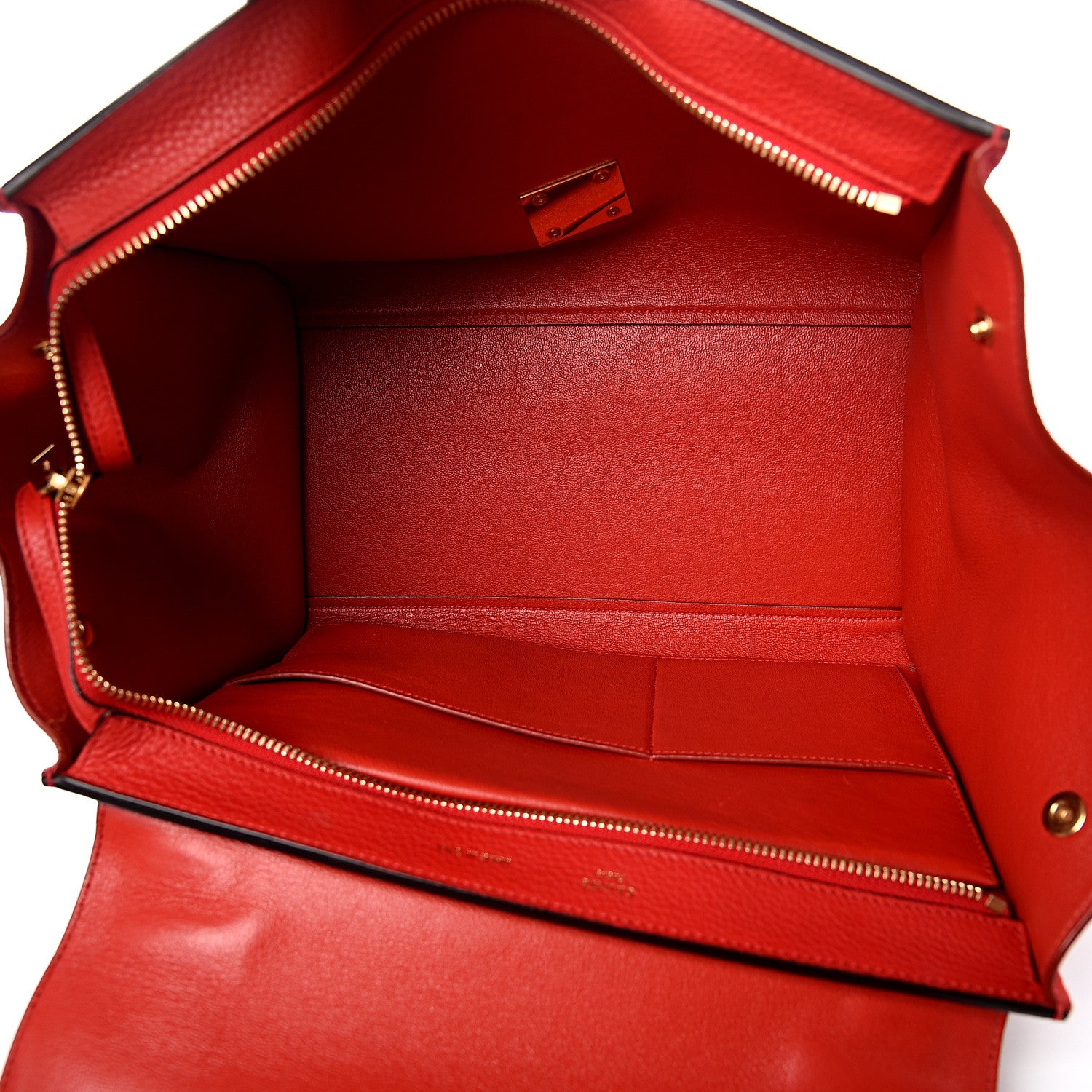 Celine Drummed Calfskin Suede Small Trapeze Coquelicot 4 of 9