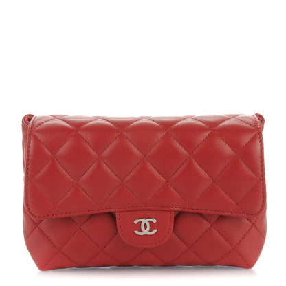Chanel Lambskin Quilted Flap Cosmetic Case Red 1 of 7