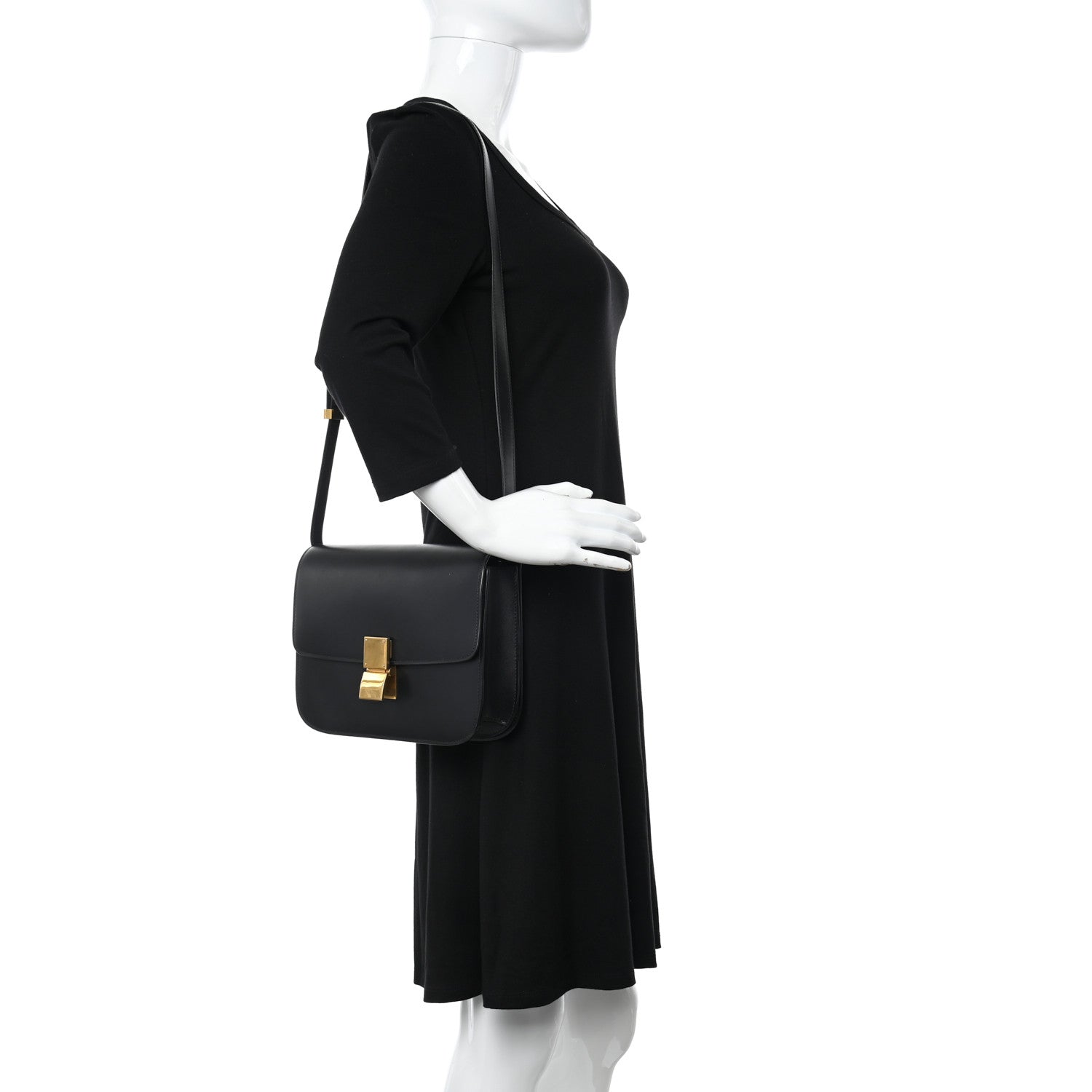 Celine Box Calfskin Medium Classic Box Flap Bag Black 2 of 16
