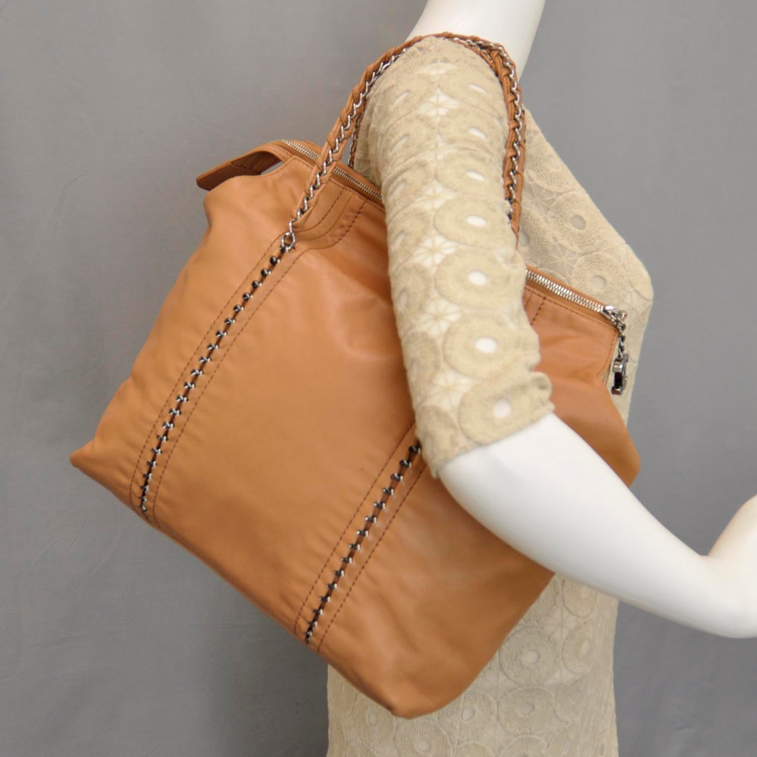 Chanel Calfskin Leather Luxe Ligne Tote Beige 2 of 9