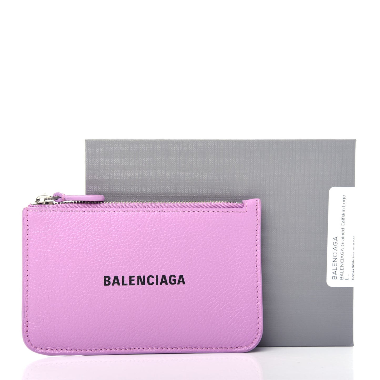 Grained Calfskin Logo Large Cash Long Coin Card Holder Lilac Black