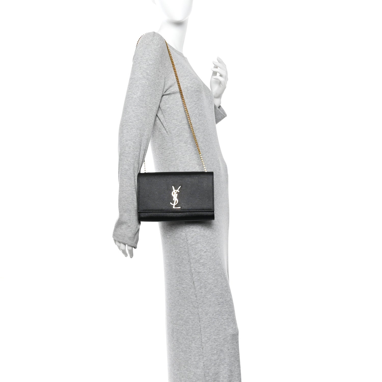 Saint Laurent Grain De Poudre Medium Classic Monogram Kate Satchel Black 2 of 10