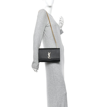 Saint Laurent Grain De Poudre Medium Classic Monogram Kate Satchel Black 2 of 10