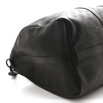 Louis Vuitton Calfskin Shadow Monogram Keepall Bandouliere 50 Black 8 of 9