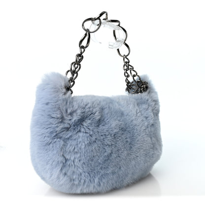 Chanel Lapin Rabbit Fur Lambskin Shoulder Bag Blue 3 of 10