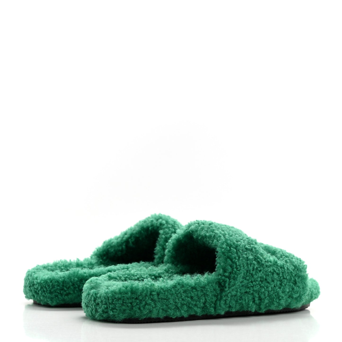 Faux Shearling Political Campaign Logo Slide Sandals 37 Grass Green