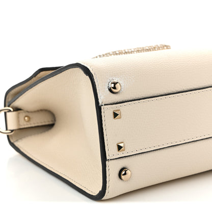 Valentino Garavani Grainy Calfskin Swarovski Crystal Embellished Small VSling Top Handle Bag Light Ivory 8 of 9