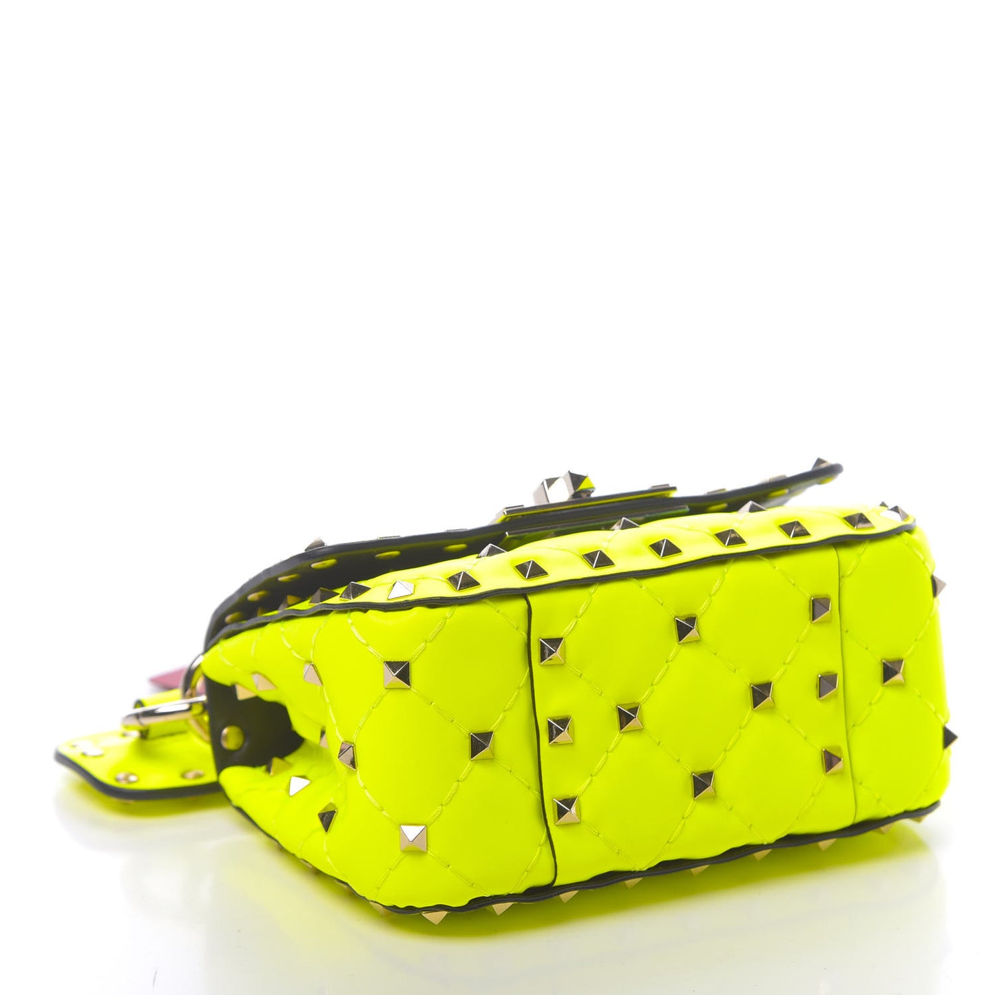 Calfskin Micro Rockstud Spike Shoulder Bag Lime