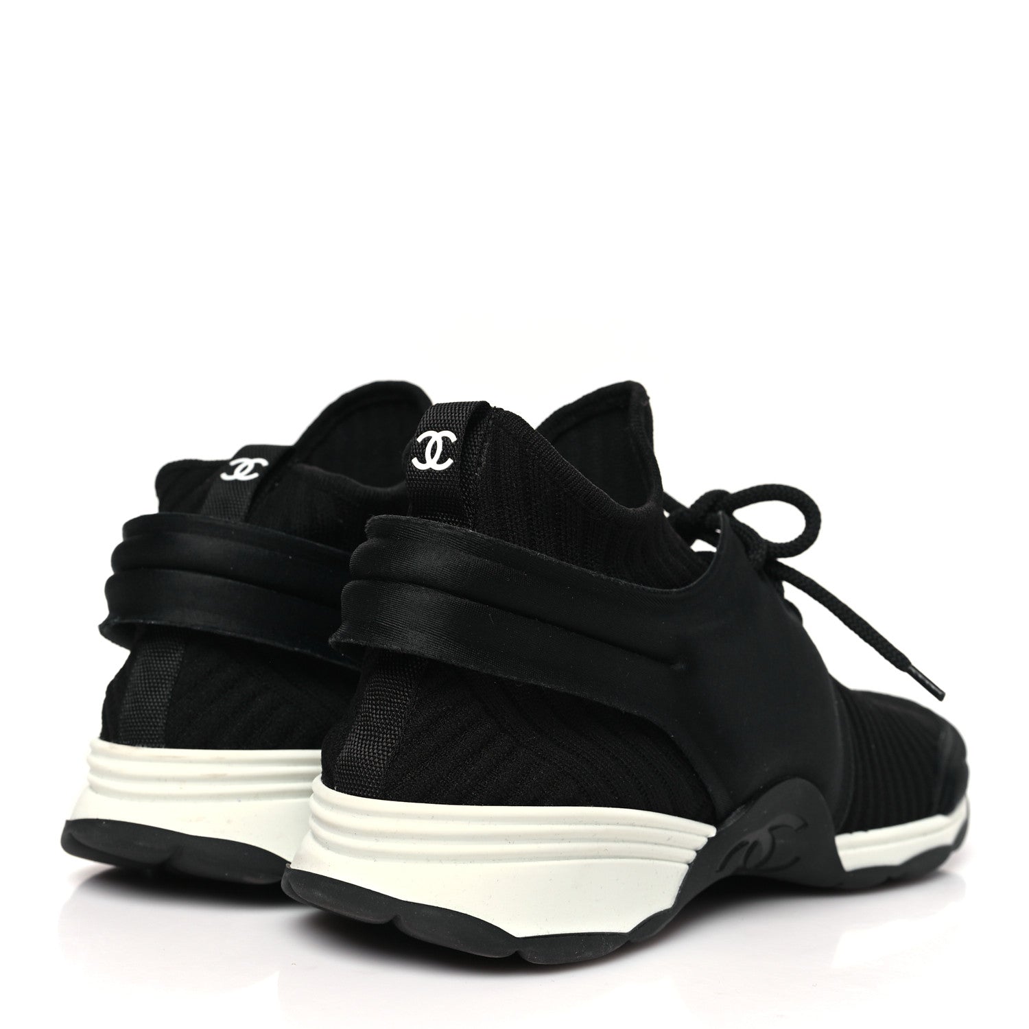 Chanel Stretch Fabric Womens CC Sneakers 40 Black 5 of 10