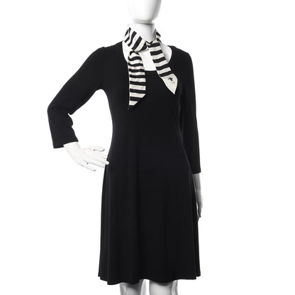 Christian Dior Silk Striped Mitzah Scarf White Black 2 of 4