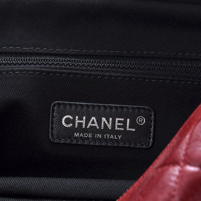 Chanel Glazed Calfskin Quilted Medium Duo Color Flap Dark Red 6 of 10