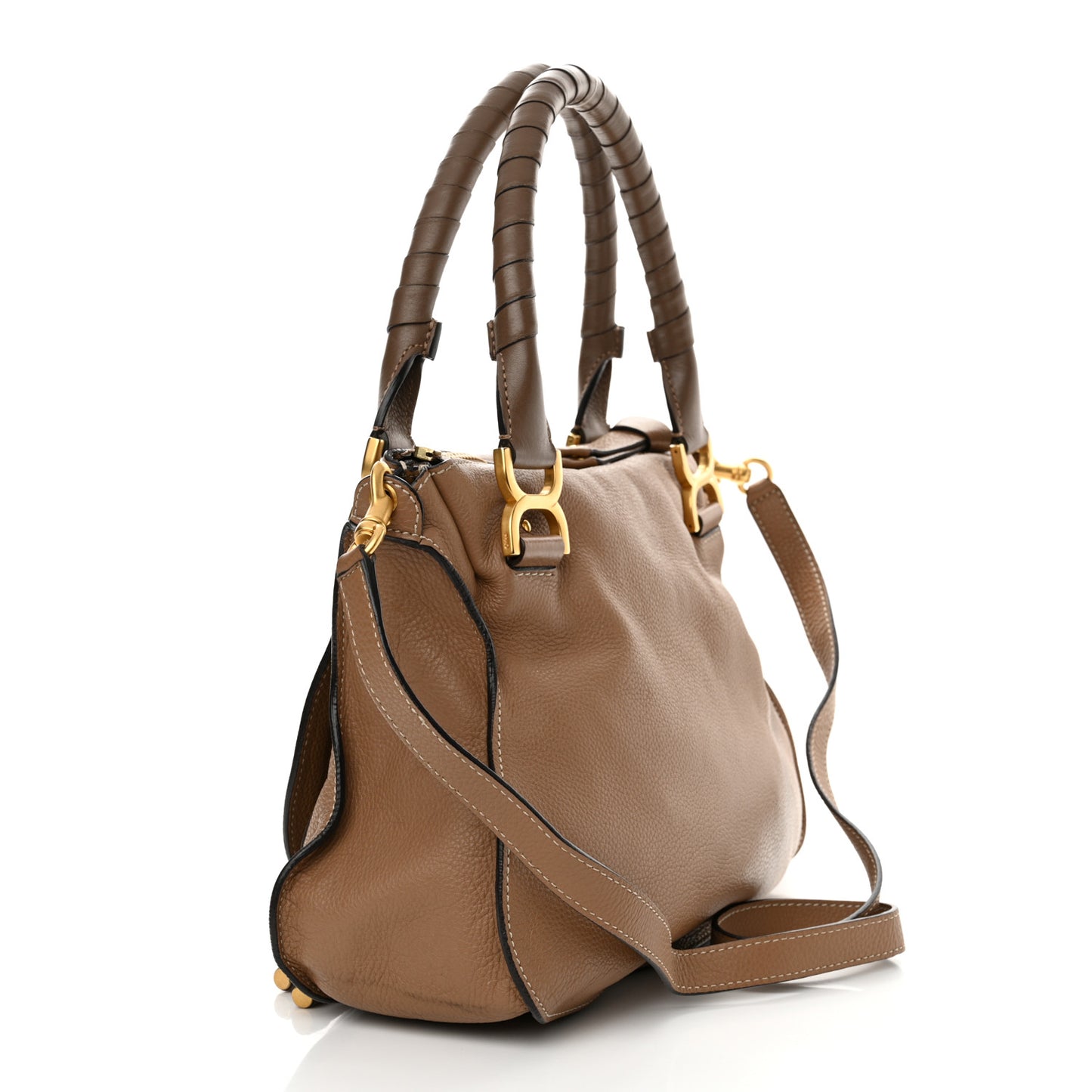 Calfskin Medium Marcie Satchel Desert Taupe
