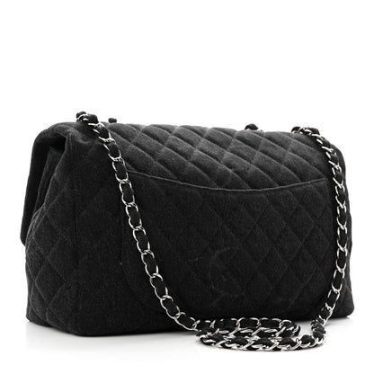Chanel Denim Quilted CC Print Jumbo Single Flap Black 3 of 10
