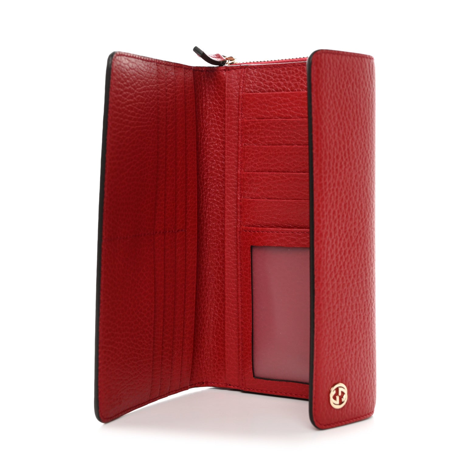 Gucci Calfskin Interlocking G French Wallet Red 5 of 9