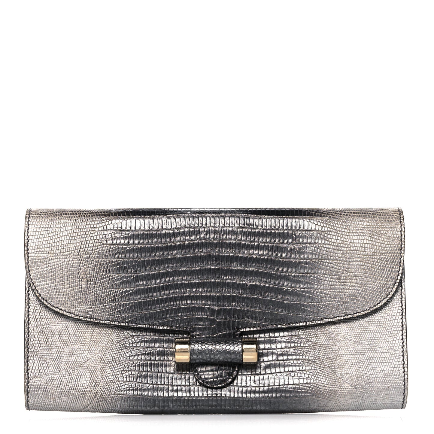 Ombre Lizard Muse Clutch Silver