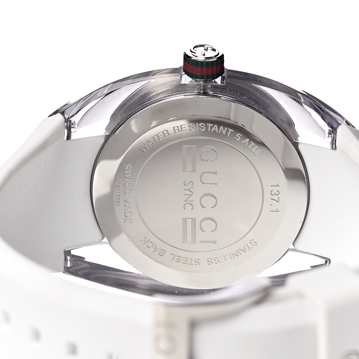 Gucci Stainless Steel Rubber 46mm Sync Web Quartz Watch White 5 of 5