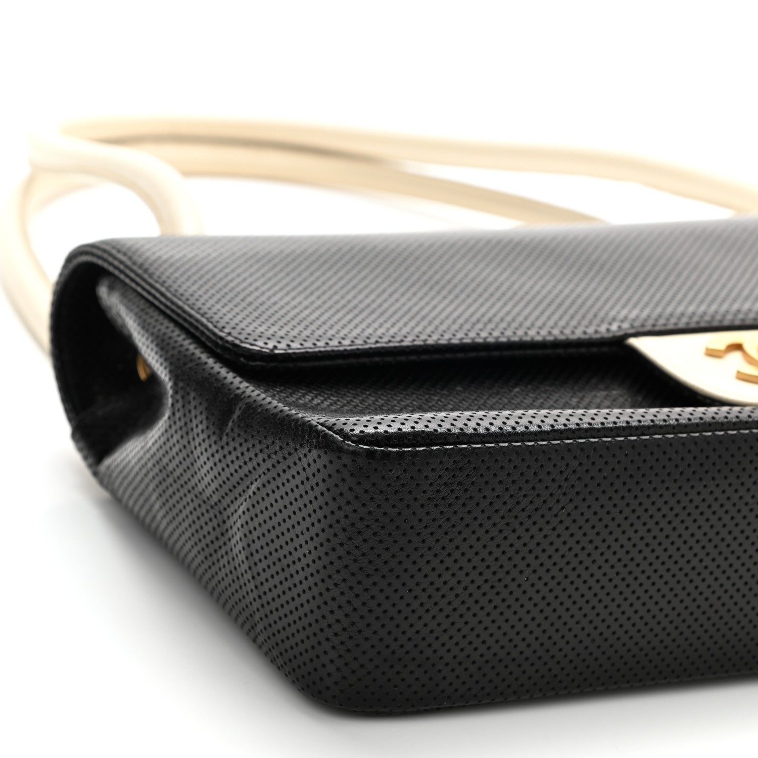 Chanel Lambskin Perforated Medium Single Flap Bag Black White 9 of 11