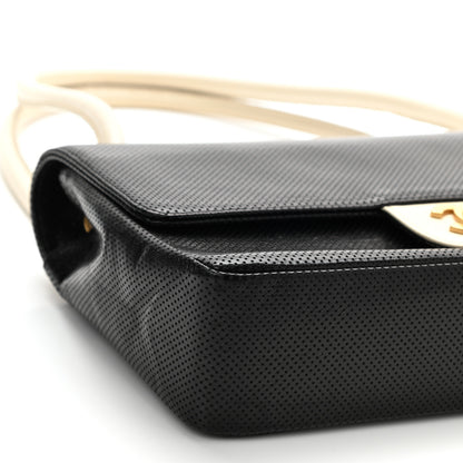 Chanel Lambskin Perforated Medium Single Flap Bag Black White 9 of 11