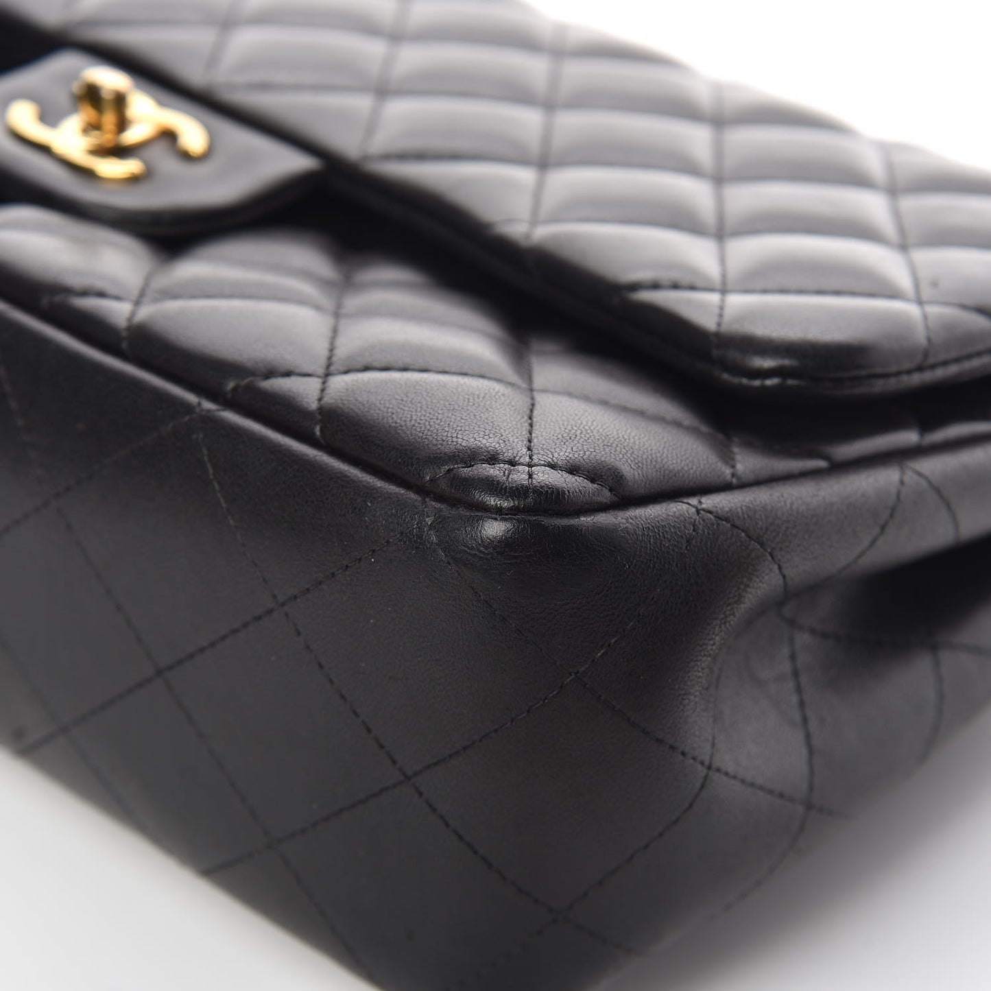 Lambskin Quilted Jumbo Double Flap Black