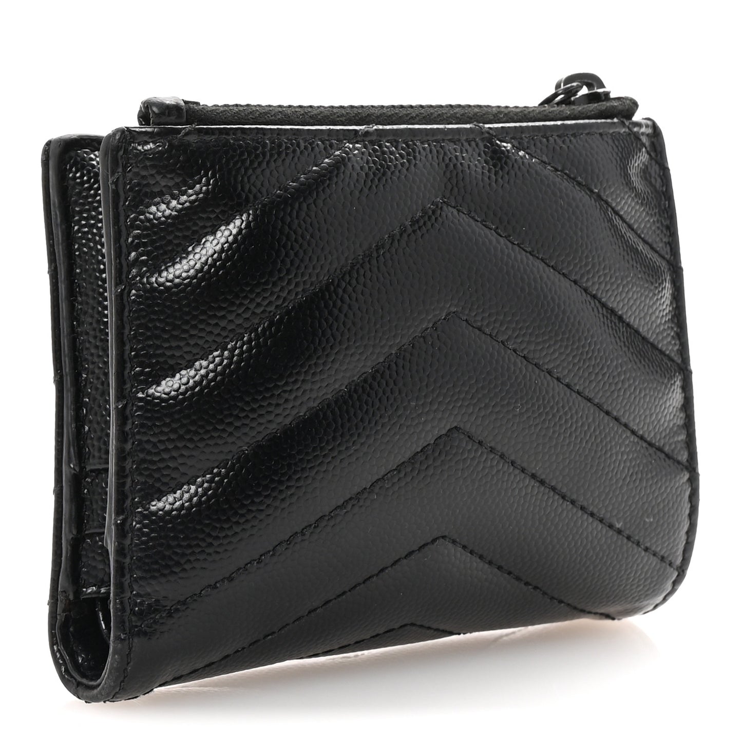 Grain De Poudre Matelasse Chevron Monogram Zipped Card Case Black