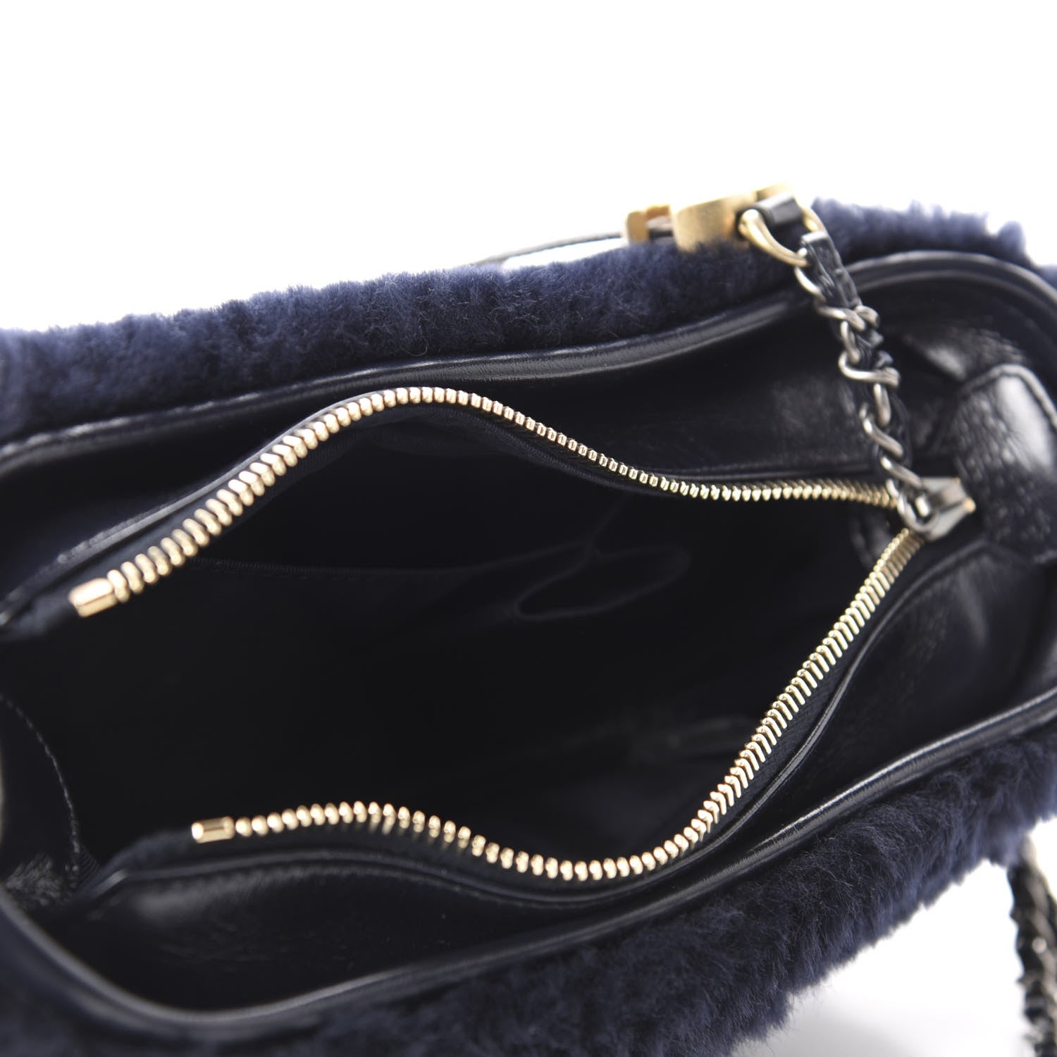 Chanel Shearling Small Gabrielle Hobo Navy 5 of 10