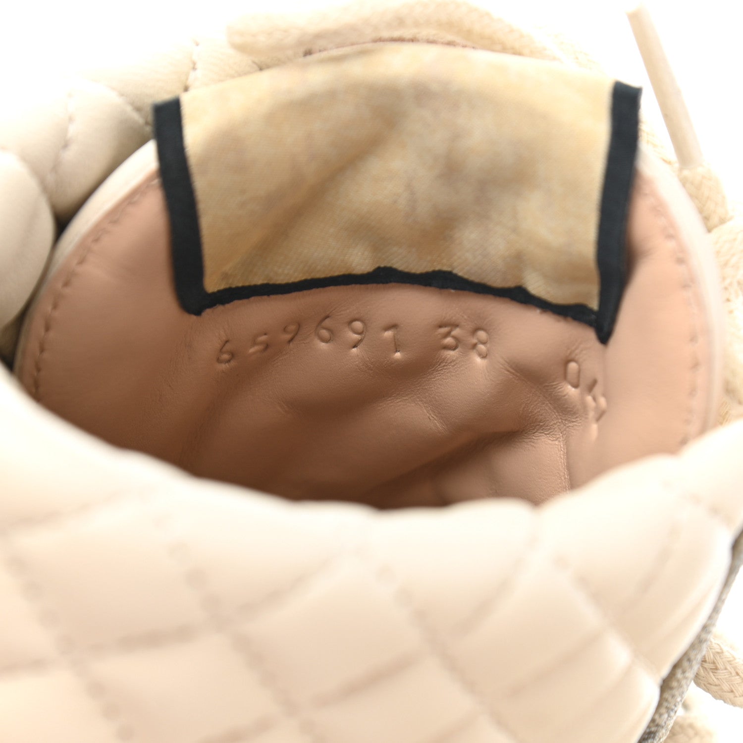 Gucci Calfskin GG Supreme Monogram Nappa Quilted Lace Up Ankle Boots 38 Mystic White Beige 7 of 10