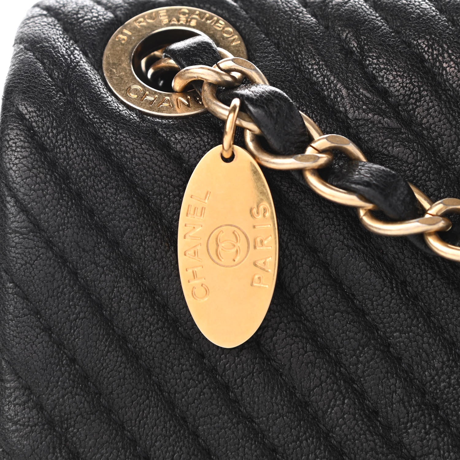 Chanel Calfskin Chevron Quilted Medium Surpique Flap Black 9 of 12