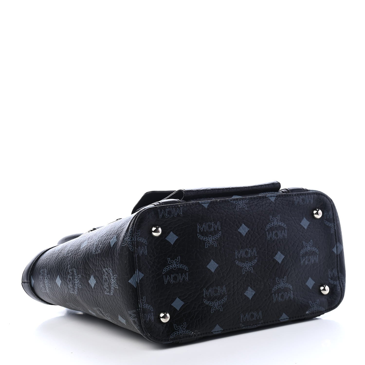 MCM Visetos Calfskin Top Handle Satchel Black 4 of 10