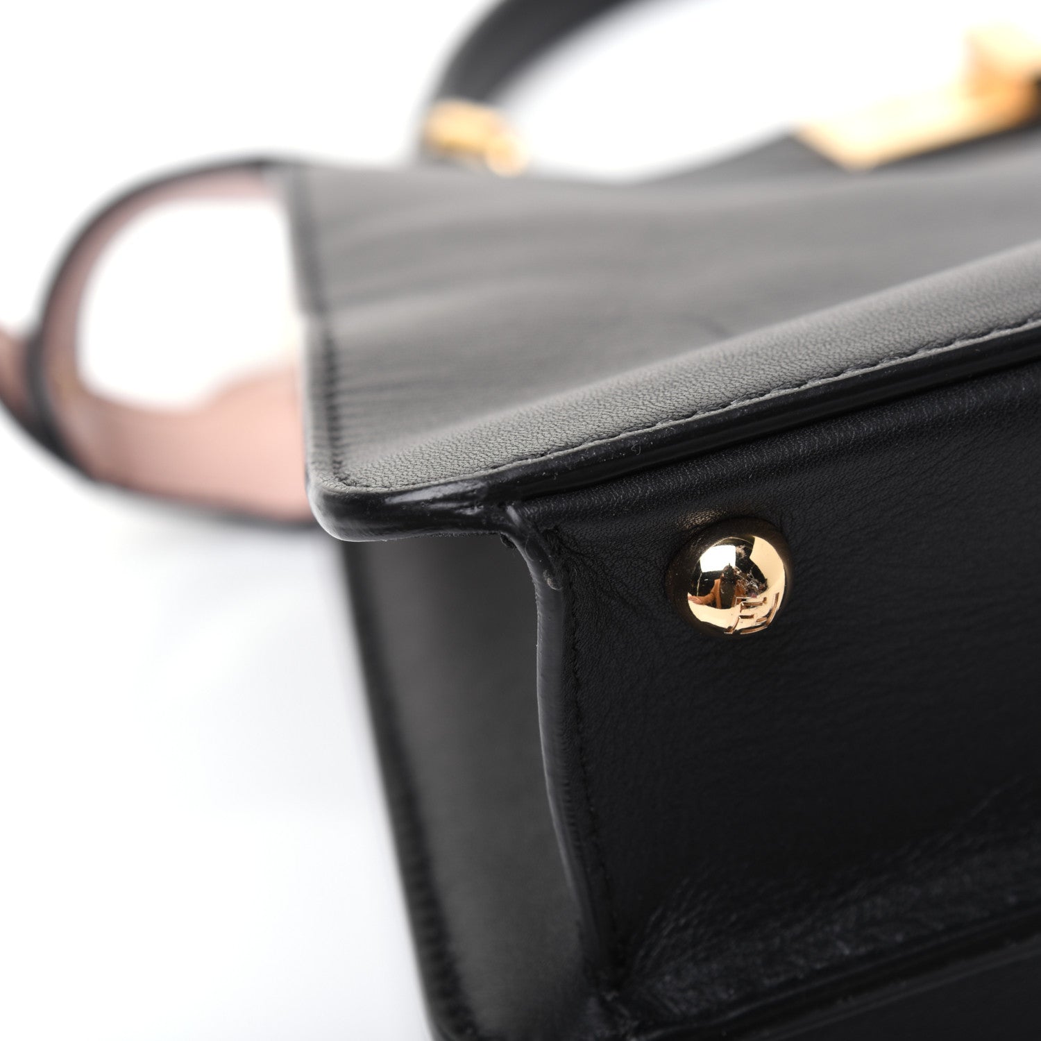 Fendi Vitello Seta Shiny Nappa Medium Peekaboo I SEE U Satchel Black Light Rose 18 of 25
