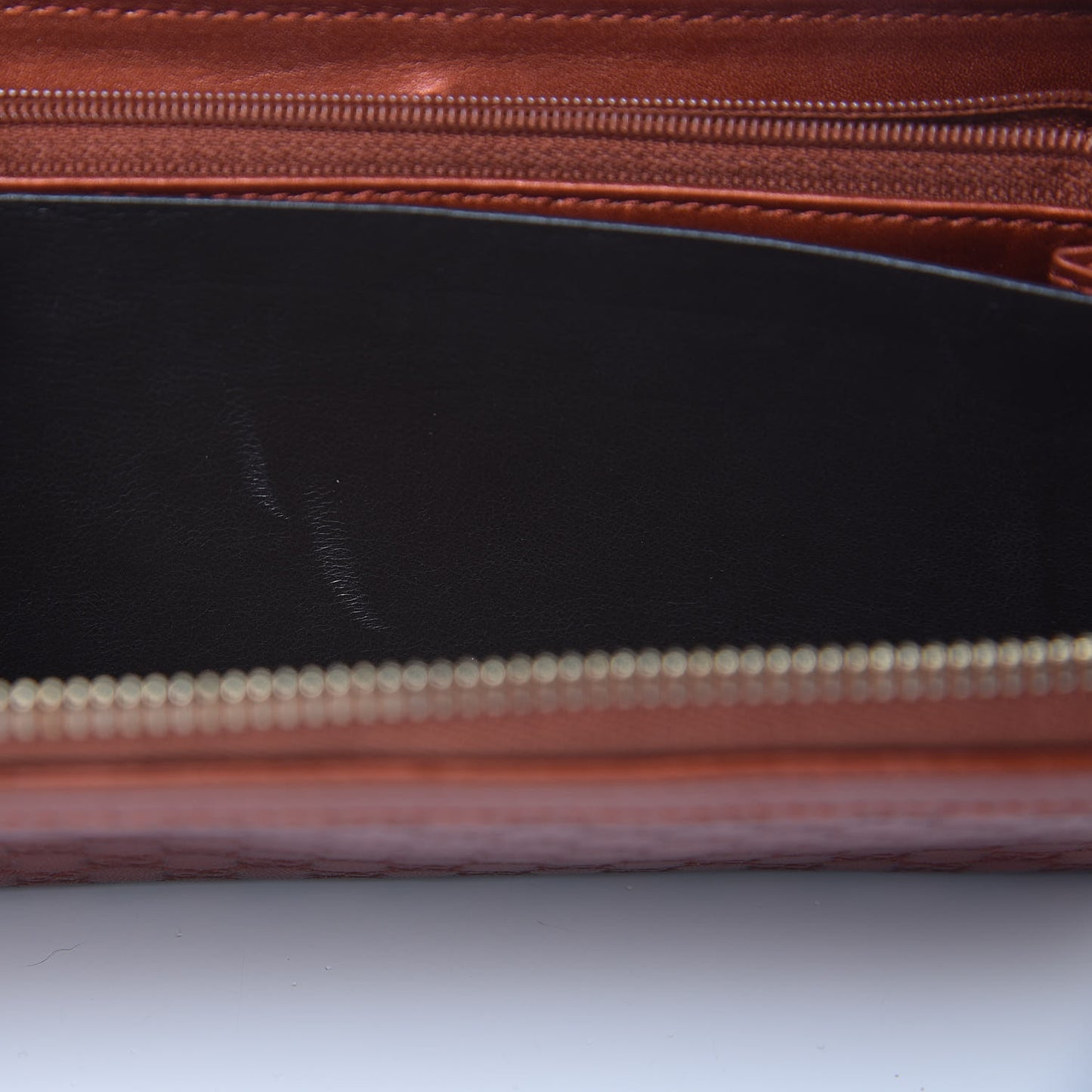 Metallic Microguccissima Sukey Zip Around Wallet Burnt Orange
