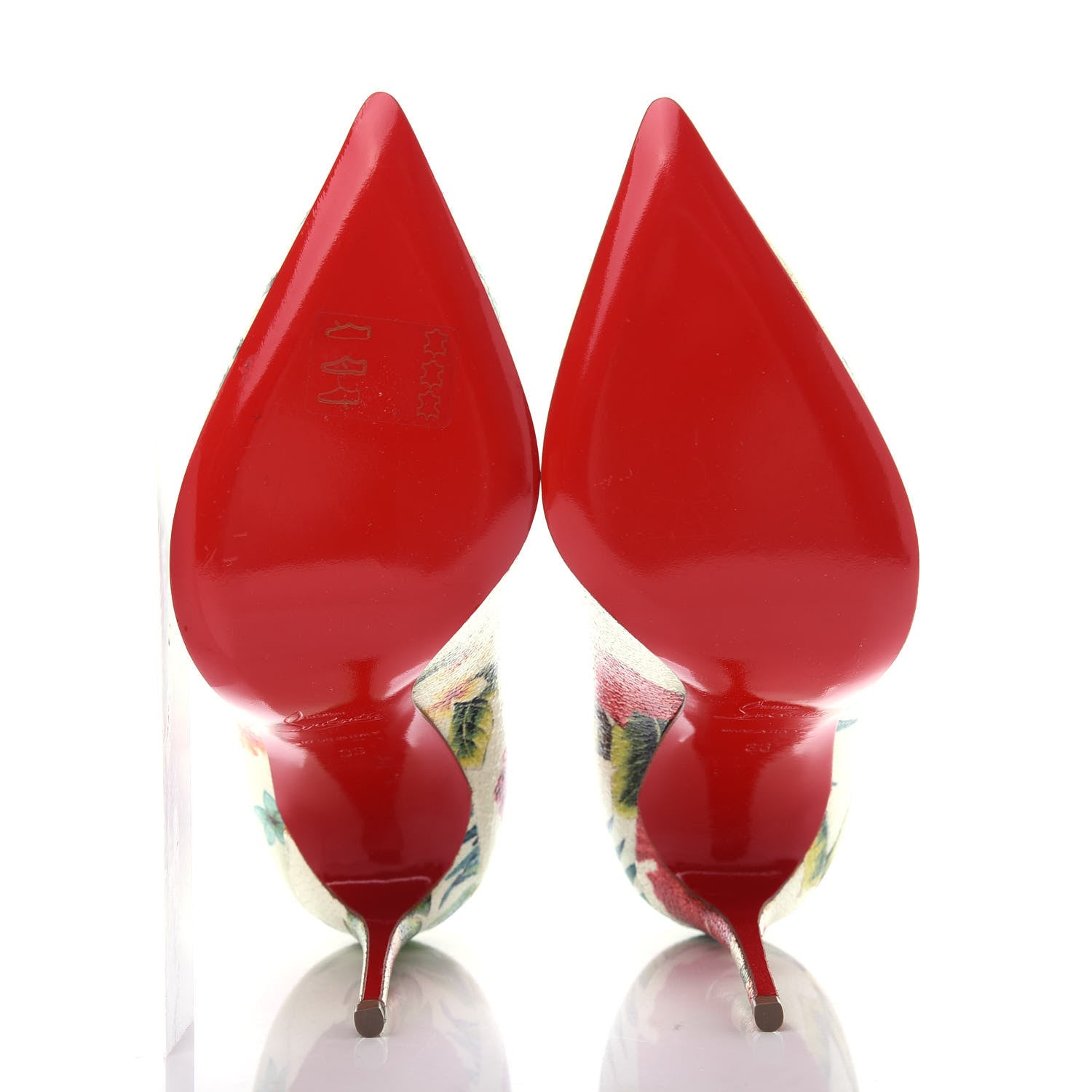 Christian Louboutin Crackled Calfskin Hawaiian Print Pigalle Follies 100 Pumps 36 White 6 of 10