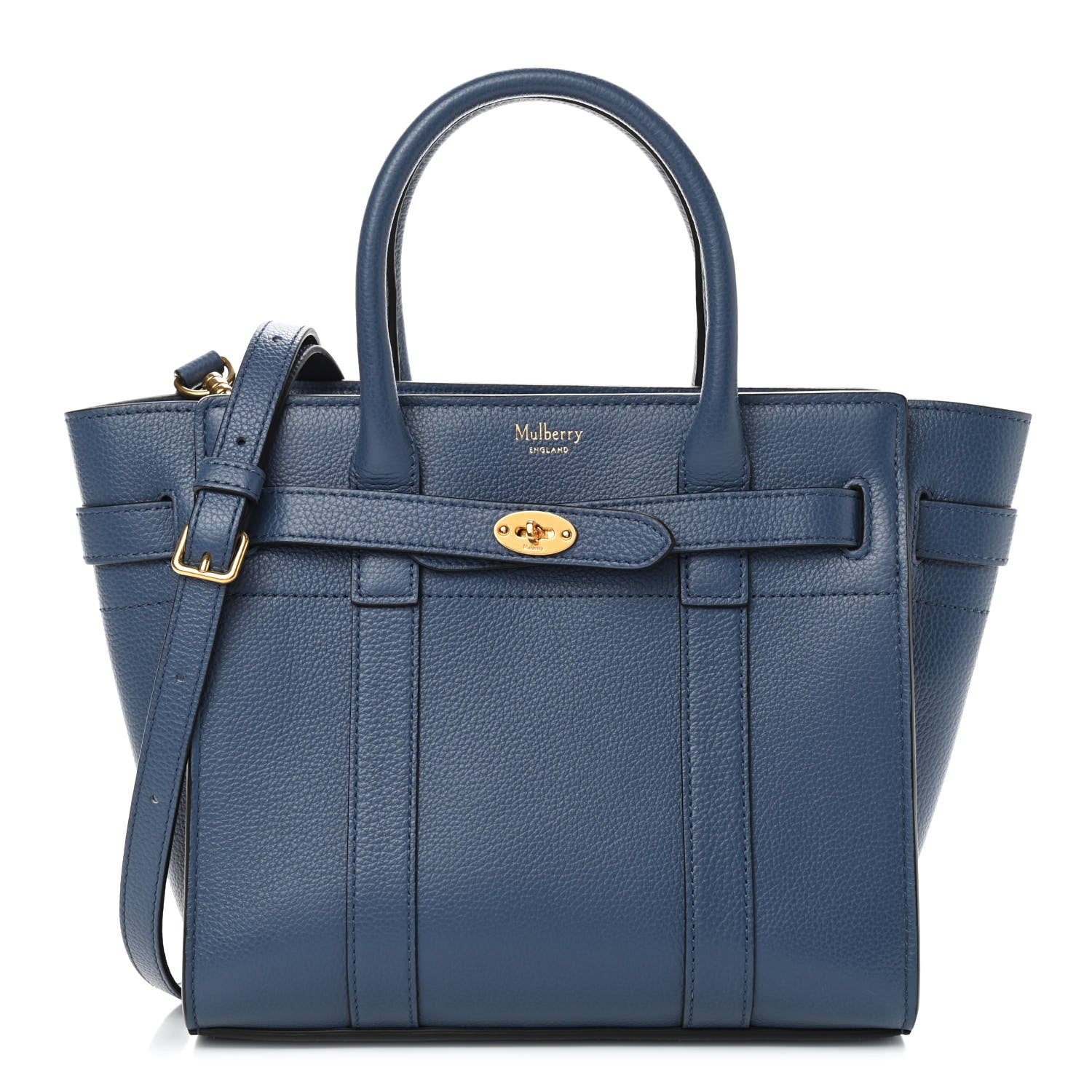 Mulberry Small Classic Grain Mini Zipped Bayswater Pale Navy 1 of 8