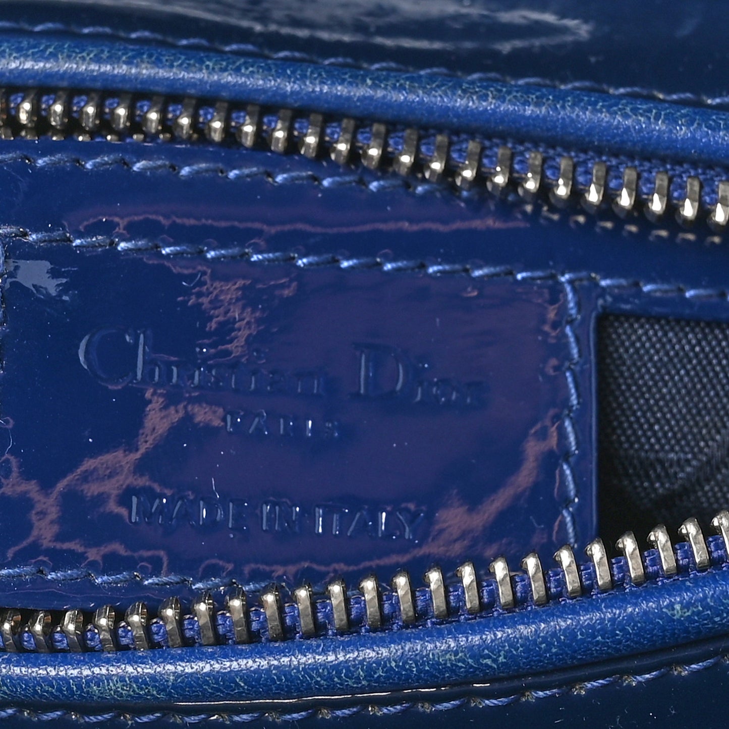 Patent Cannage Medium Lady Dior Navy Blue