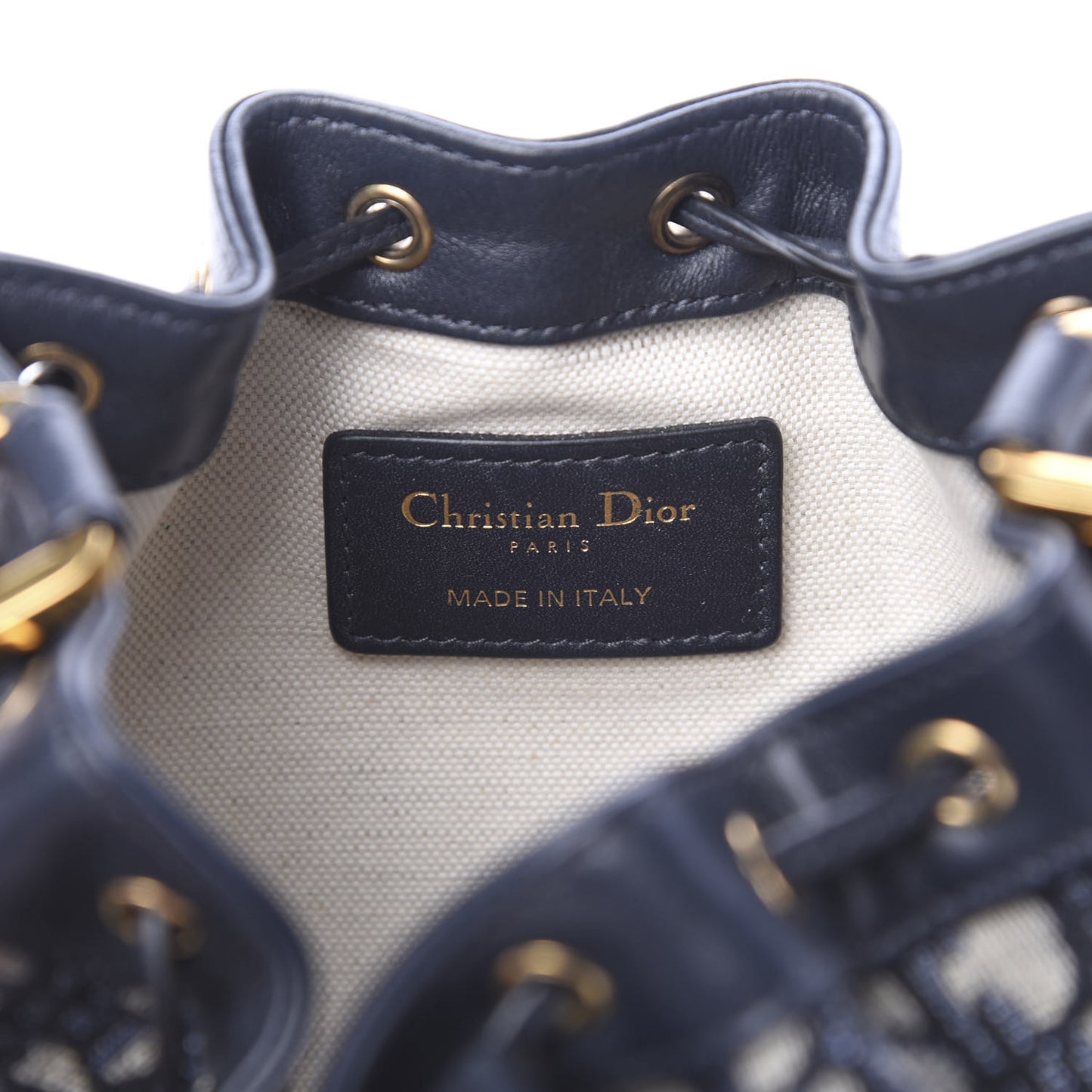 Oblique Drawstring Chain Bucket Bag Blue