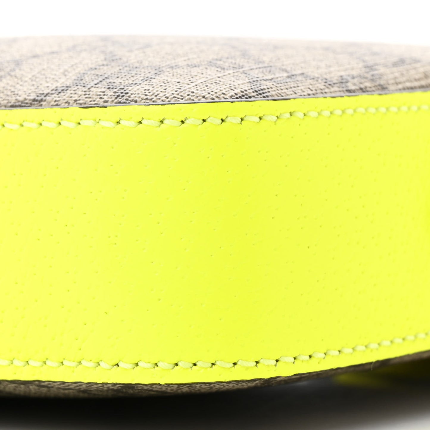 GG Supreme Monogram Textured Dollar Calfskin Web Ophidia Wristlet Shoulder Bag Beige Ebony Yellow