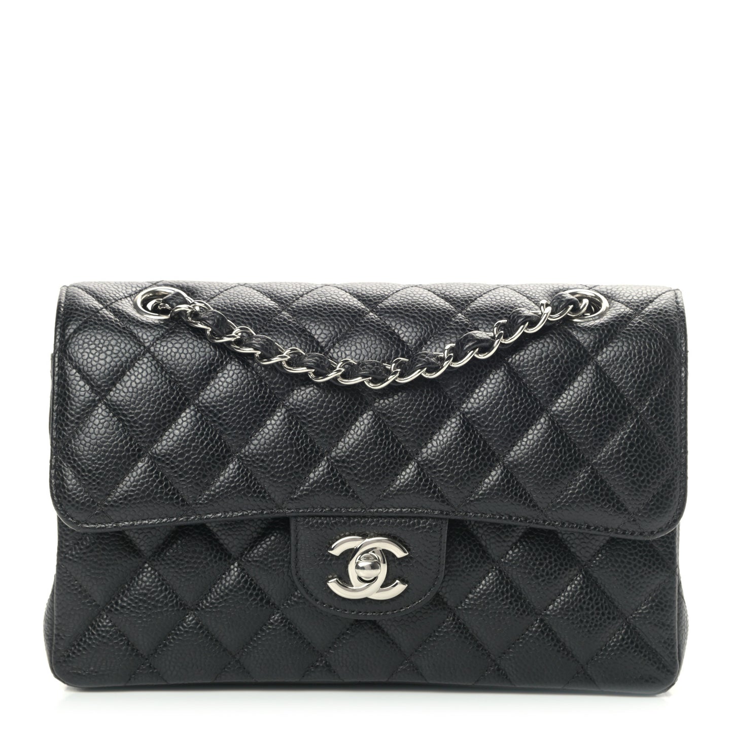 Caviar Quilted Small Double Flap Black