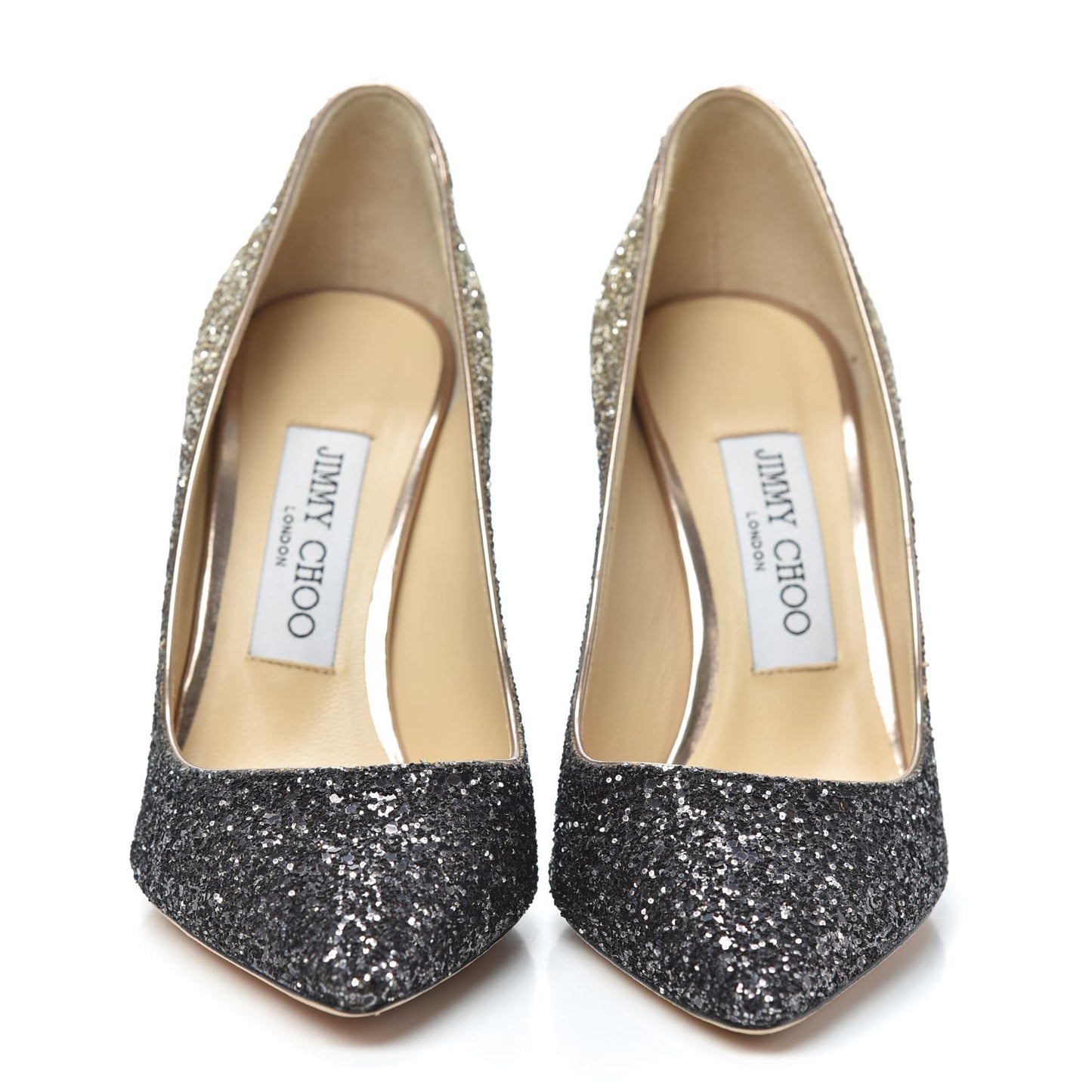 Coarse Glitter Degrade Pointy Toe Romy 100 Pumps 36 Navy Silver