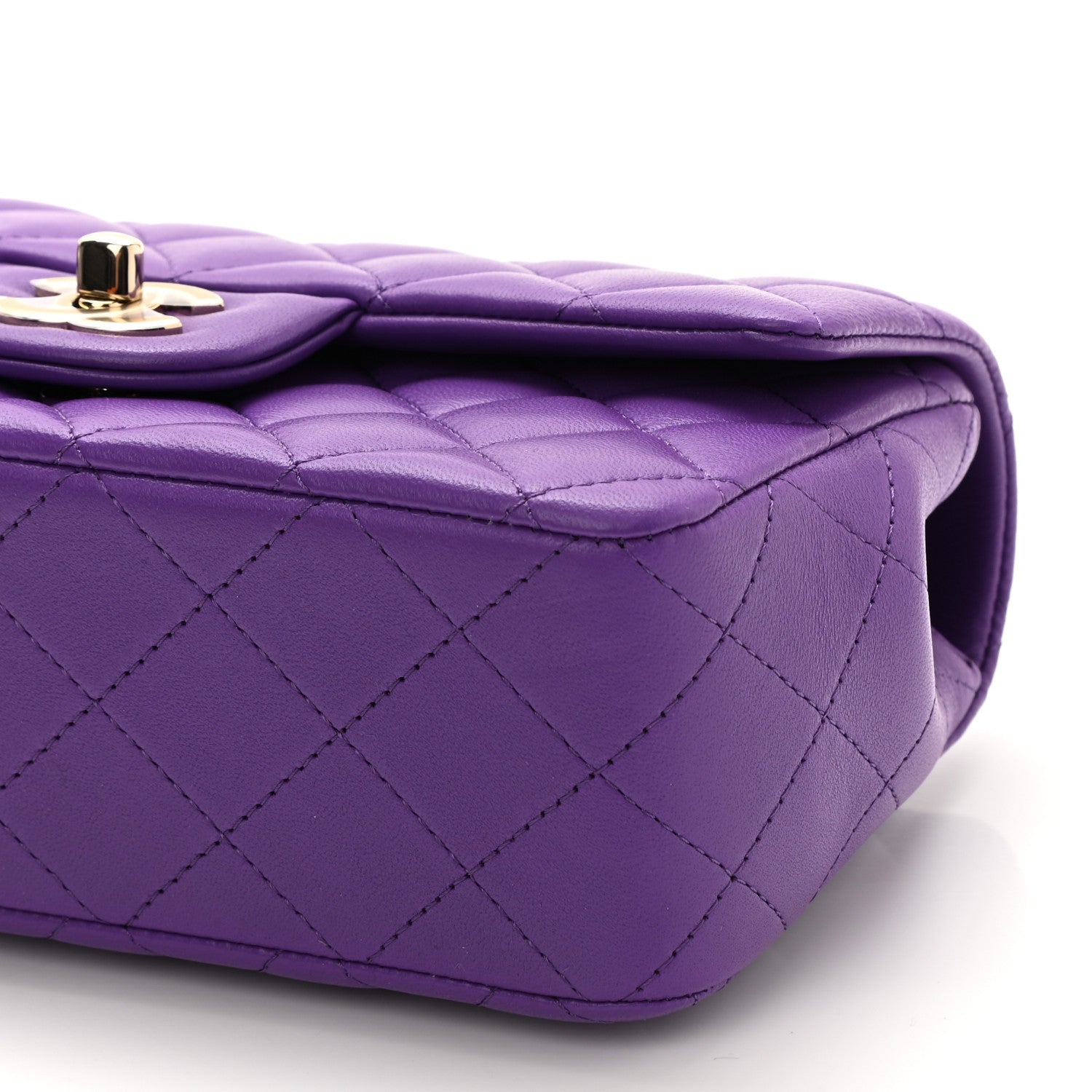 Chanel Lambskin Quilted Mini Top Handle Rectangular Flap Purple 10 of 11