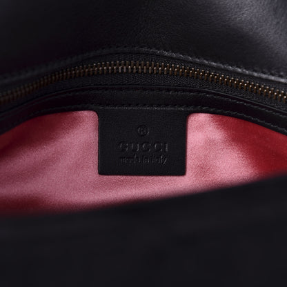 Gucci Velvet Matelasse Loved Embroidered Medium GG Marmont Shoulder Bag Black 8 of 10